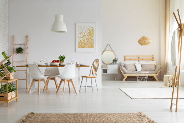 Simple, bright dining room