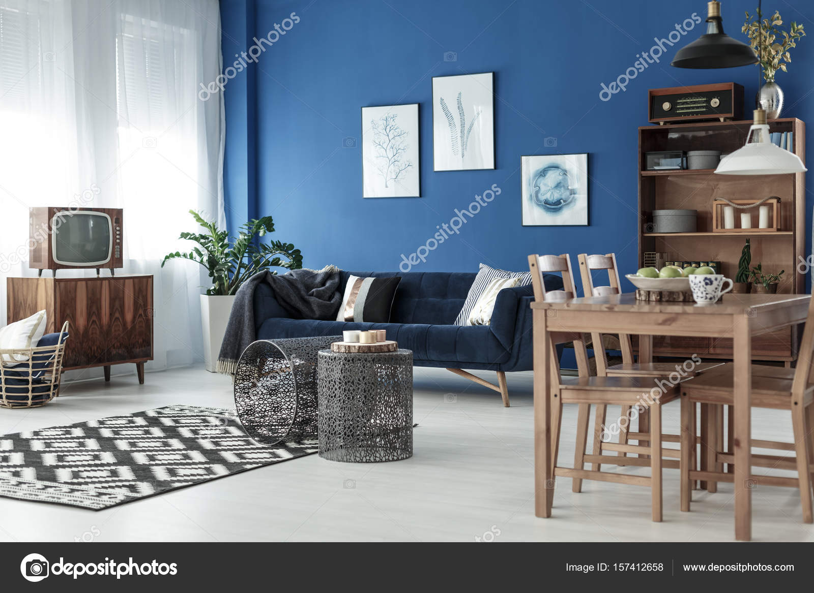 Dining table and living room — Stock Photo © photographee.eu #157412658
