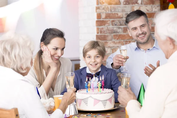 Family party with parents and grandparents