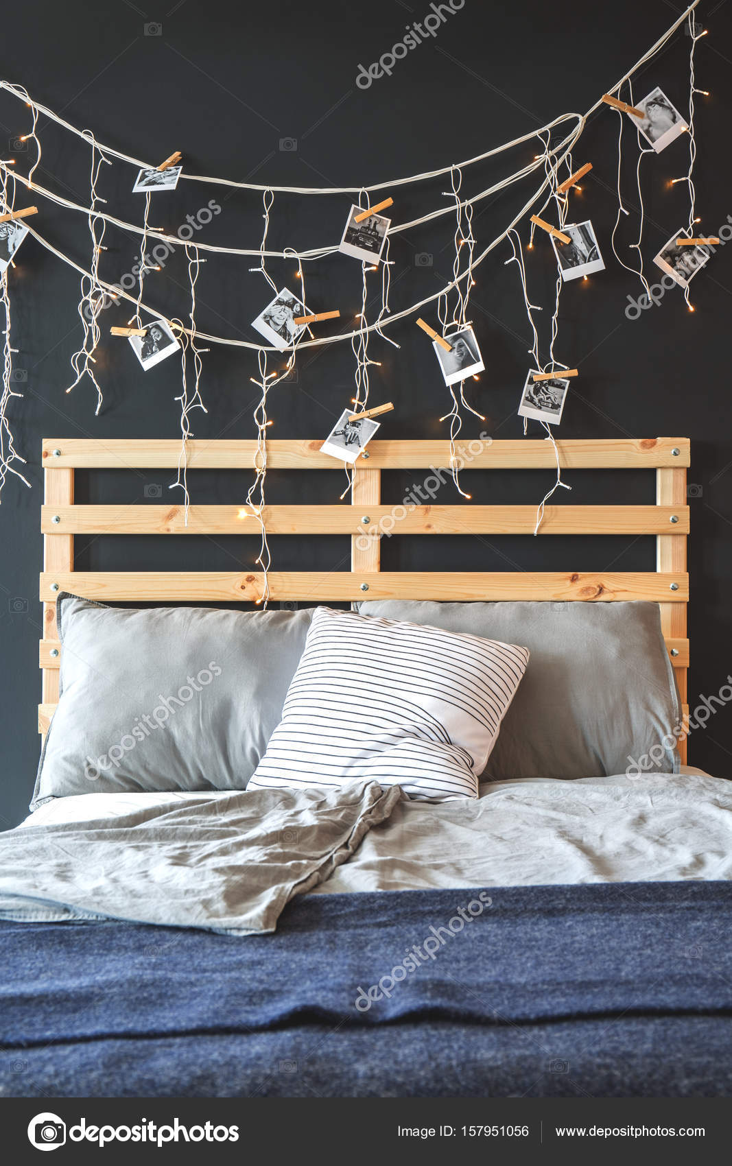 Bed headboard and decoration — Stock Photo ©