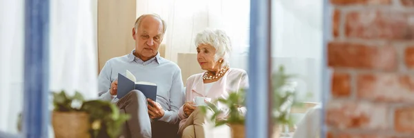 Senior couple in their living room — Stock Photo, Image