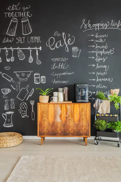 Dessins à la craie sur mur de cuisine — Photo