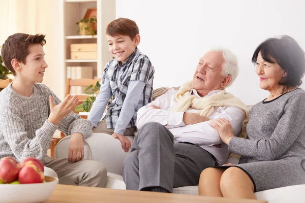 Grandsons spending time with grandparents — Stock Photo, Image