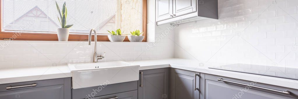 White and grey kitchen