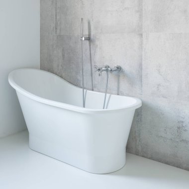 Banyo dekoratif beton duvar ile