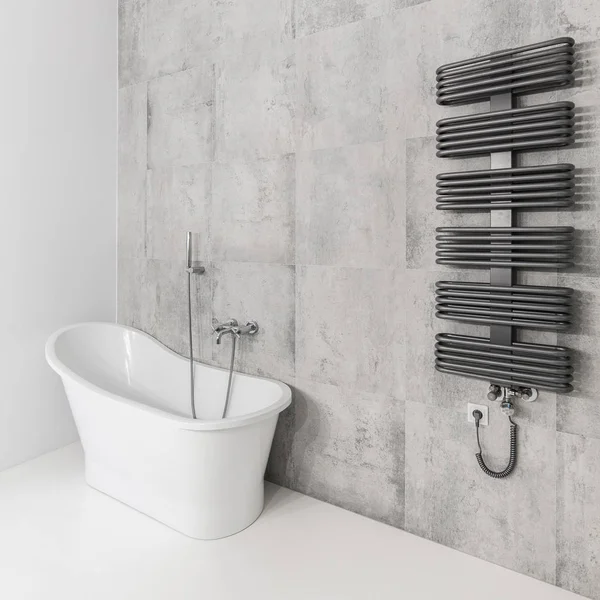 Bathroom with bathtub and radiator — Stock Photo, Image