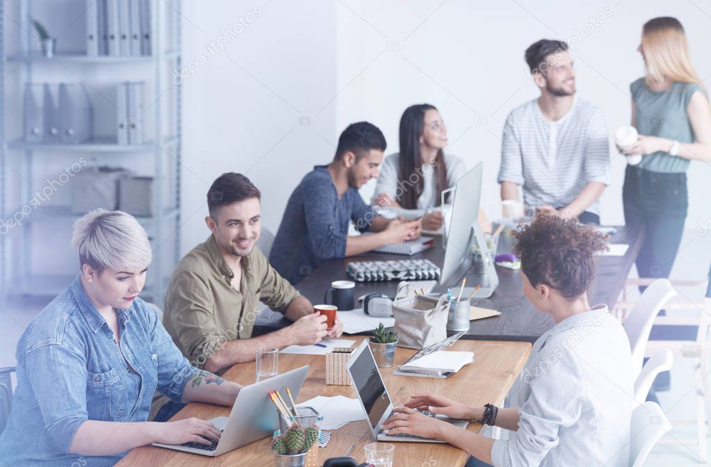 Employees enjoying their break