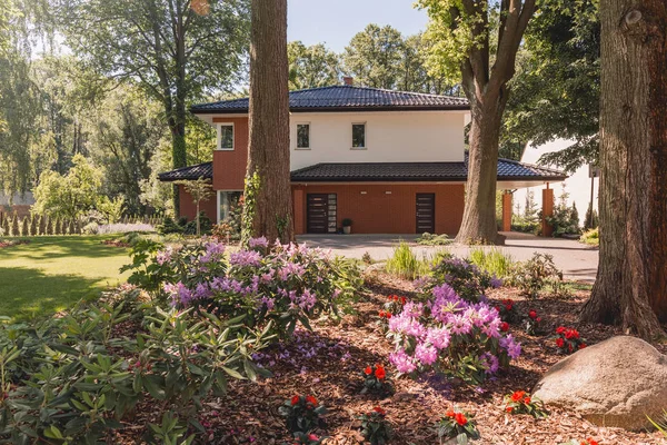 Maison de famille avec paysage ensoleillé — Photo