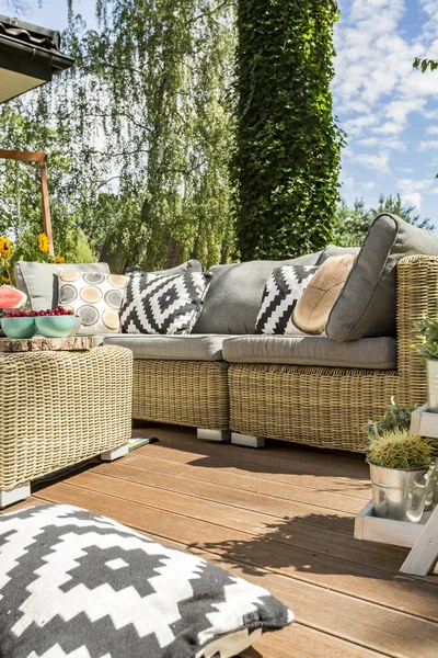 Garden furniture in stylish house veranda — Stock Photo, Image