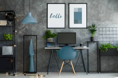 Şık turkuaz ve gri iç