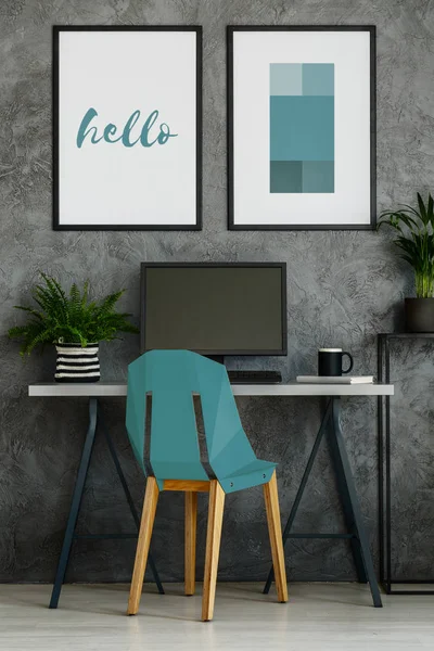 Gri iç turkuaz sandalye