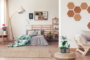 Doğal malzemeler ile botanik yatak odası