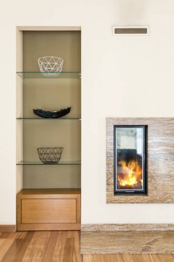 Minimalist tarzı ve ince tasarımı oturma odası