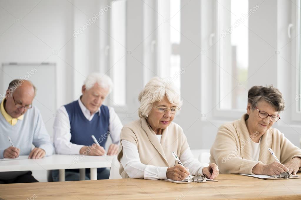 Elders during IT exam