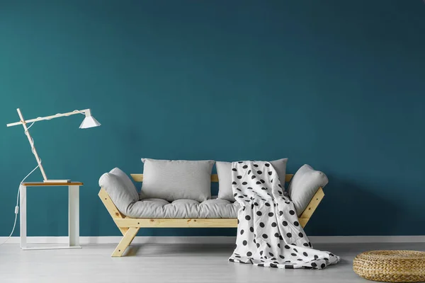 Teal pintado sala de estar — Fotografia de Stock