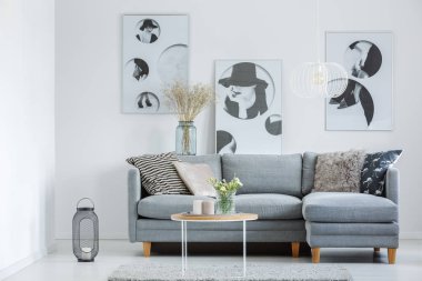 Klasik posterler ile oturma odası