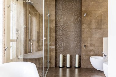 Bathroom with decorative tiles clipart