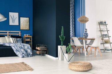 Mavi duvarlı ferah daire