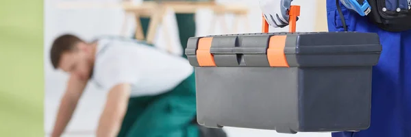 Man with professional toolbox — Stock Photo, Image