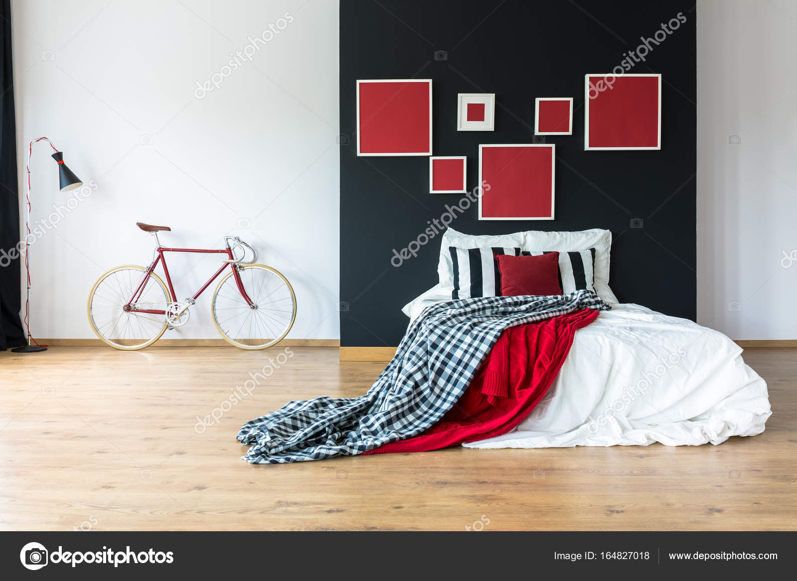 Red Coverlet On King Size Bed Stock Photo C Photographee Eu