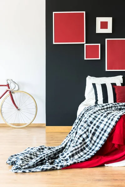 Simple bedroom of biker — Stock Photo, Image