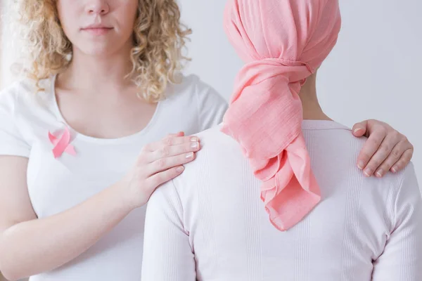 Mother with breast cancer headscarf — Stock Photo, Image