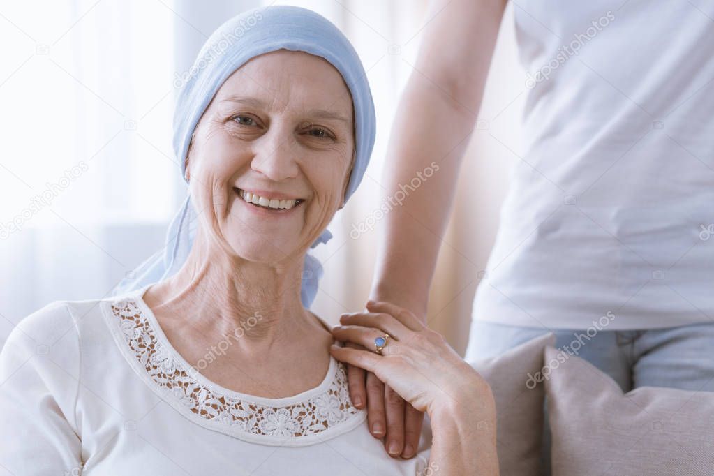 Mentally strong smiling cancer woman