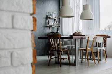 Şık endüstriyel yemek odası tasarım