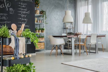 Endüstriyel yemek odası ile mutfak