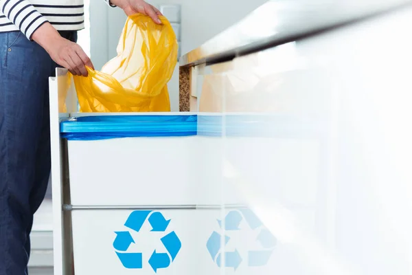 Modern kitchen with recycling bin — Stock Photo, Image