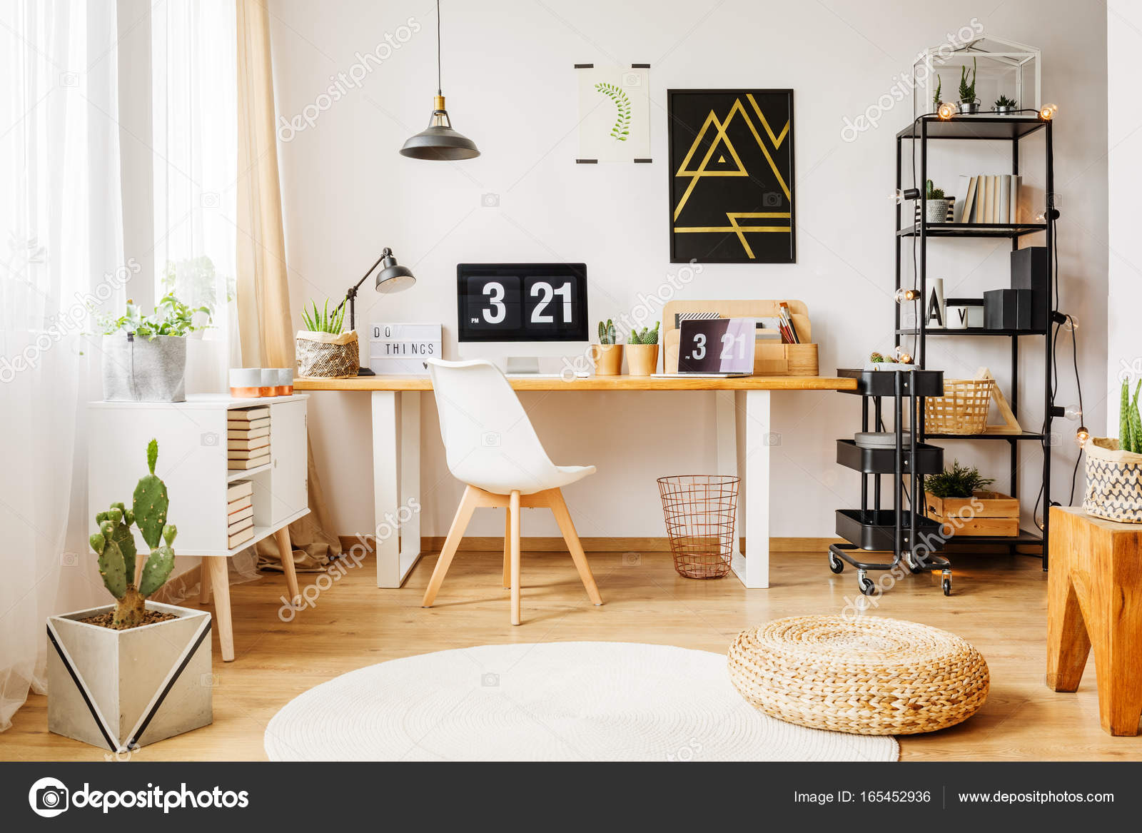 Skandinavisches Zimmer im zeitgenössischen Loft - Stockfotografie