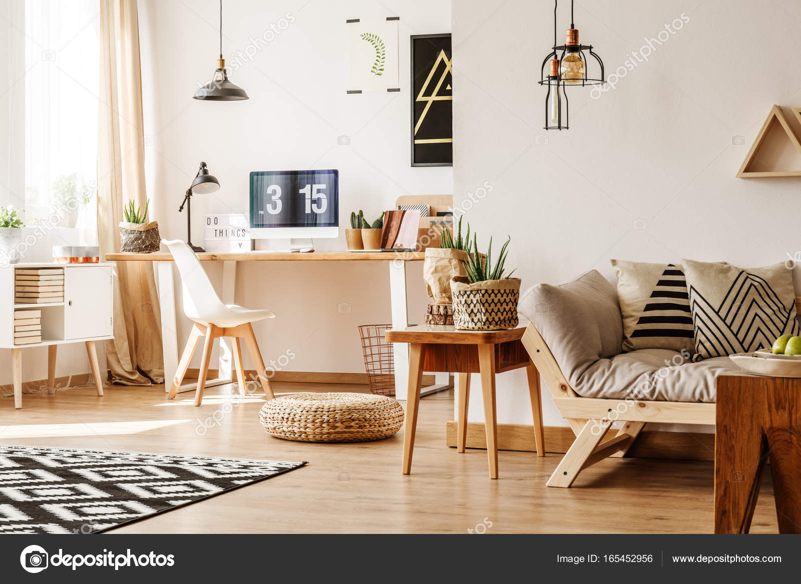 Modernes Loft mit natürlichen Accessoires — Stockfoto © photographee ... Modernes Loft mit natürlichen Accessoires — Stockfoto © photographee ...