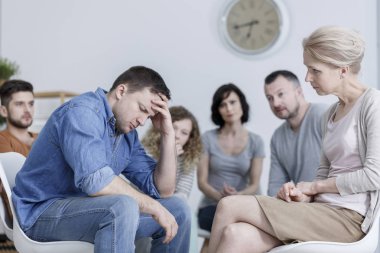 Endişeli adam holding başkanı