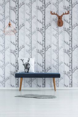 Ağaçlar duvar kağıdı ile Oda