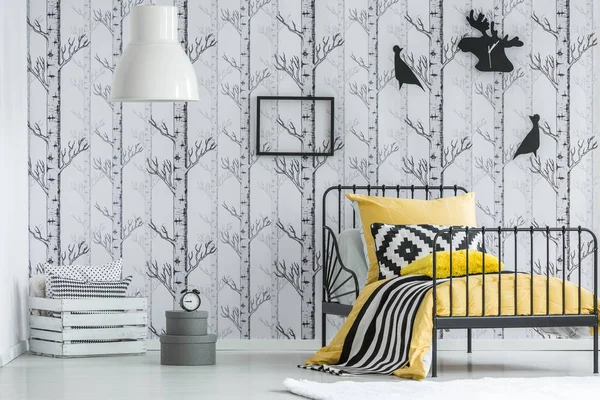 İskandinav tarzı yatak odası