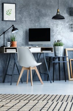 Hipster Oda beton duvar ile