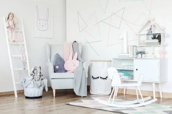 Kid's white rocking horse — Stock Photo, Image