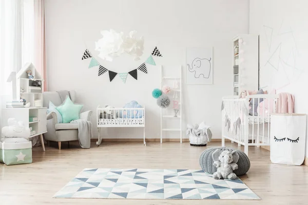 Spacious kid's room with banner — Stock Photo, Image