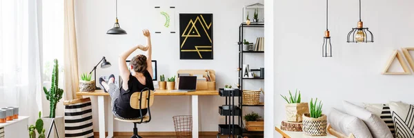 Freelancer working at desk — Stock Photo, Image