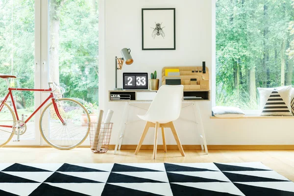 White chair at desk