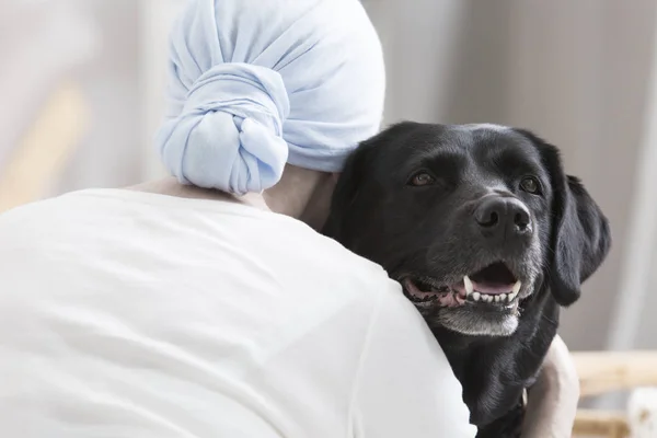 Animal therapy for cancer patient — Stock Photo, Image