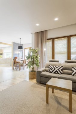 Işık oturma odası ile mutfak