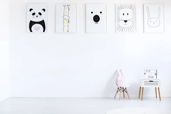 Room with autistic kid drawings — Stock Photo, Image