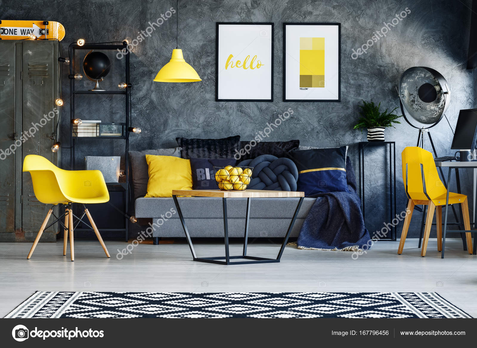 Yellow chairs in living room Stock Photo by photographee.eu 167796456