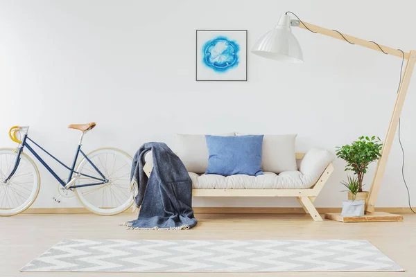 Rancangan ruangan nordik biru muda — Stok Foto
