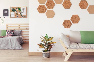 Kral yatak üzerinde gri yatak takımları