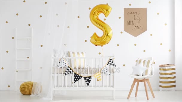 Child's bed with pendant — Stock Video