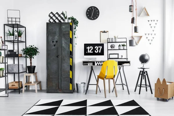 Home office with metal wardrobe — Stock Photo, Image