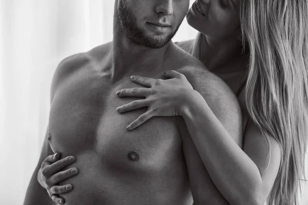 Woman touching her boyfriend — Stock Photo, Image