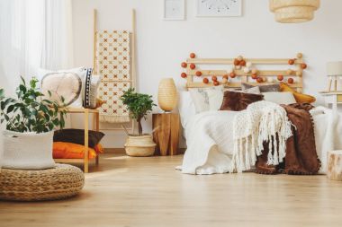 Güzel, İskandinav yatak odası 